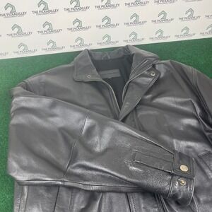 John Ashford Black Leather Mens Zipper Jacket Size Large